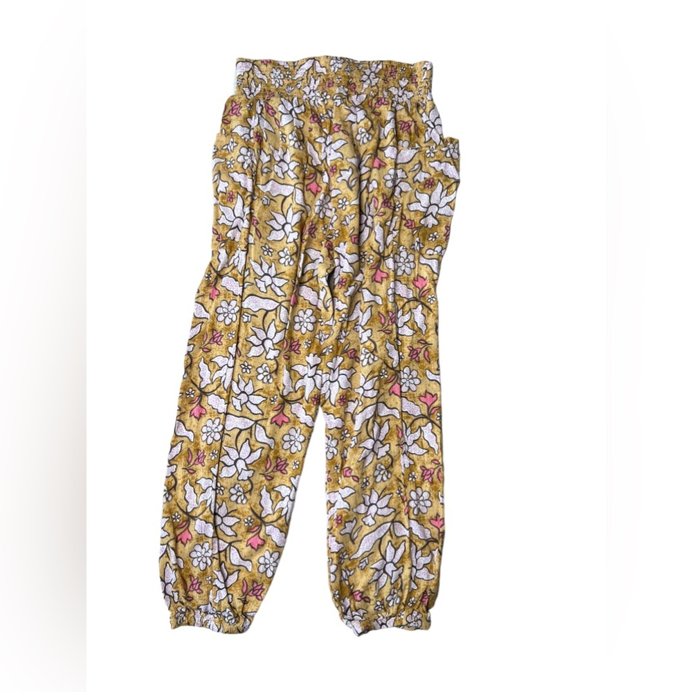 Aerie Yellow Smocked High Waisted Beach Pants Women's Size Medium - Picture 1 of 14